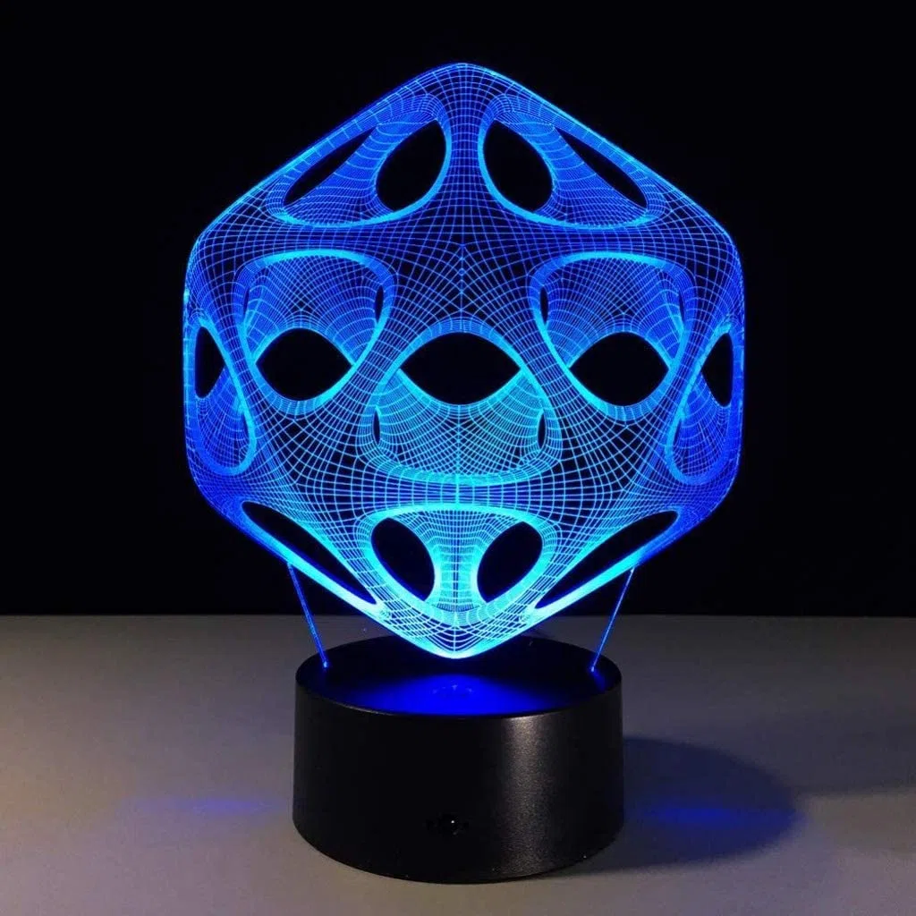 Veilleuse visuelle 3D, 7 couleurs changeantes avec interrupteur tactile, lampe de table