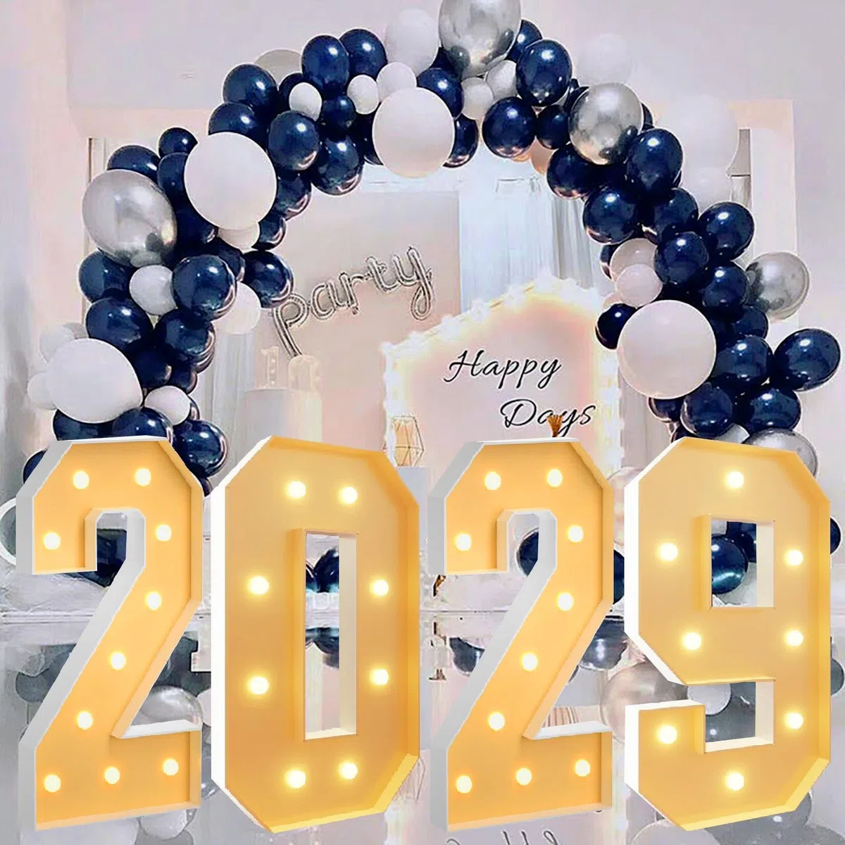 Lettres Lumineuses géantes en mosaïque, 1,2 m, for décoration de fiançailles, Mariage, Anniversaire ou Baby Shower(Number 2029,2.3ft)