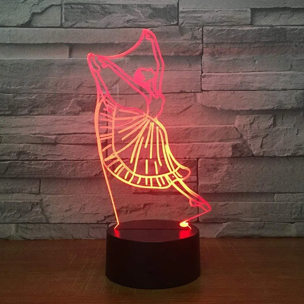 Veilleuse LED 3D pour fille - 7 couleurs changeantes - Lampe de chevet décorative pour chambre d'enfant