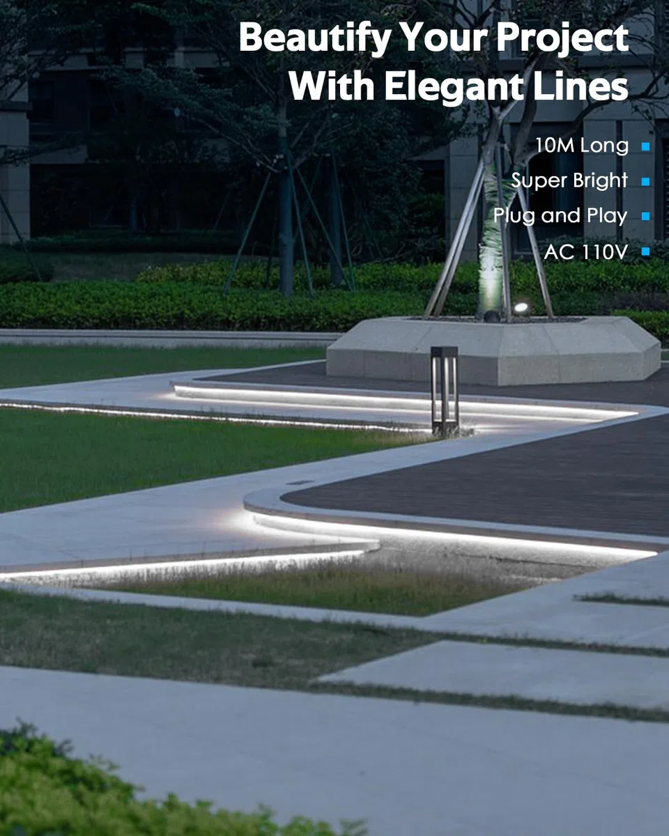Guirlande lumineuse LED d'extérieur étanche 6 000 K blanc froid AC 110 V/120 V à intensité variable pour décoration commerciale