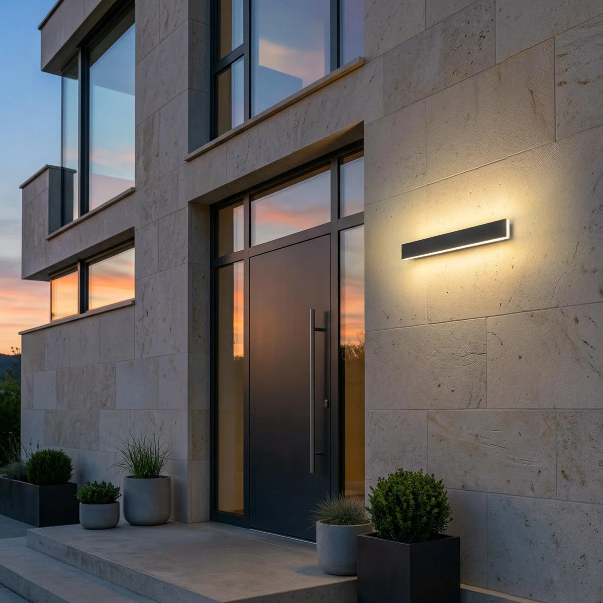 CALEX Montevia Bar Applique Murale, Éclairage Extérieur, Lumière Blanc Chaud, LED, Étanche, 60 cm, Noir, 4-Pack