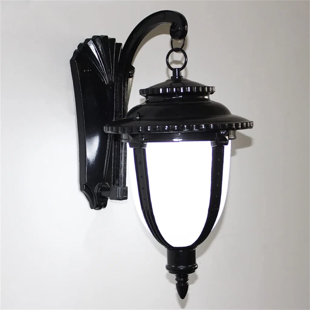 RajoNN Rétro Applique Extérieure Couloir Extérieur Cour Escaliers Terrasse Balcon Lampe Lampe D'allée Créative (Couleur : Svart, Taille : 38x19cm)