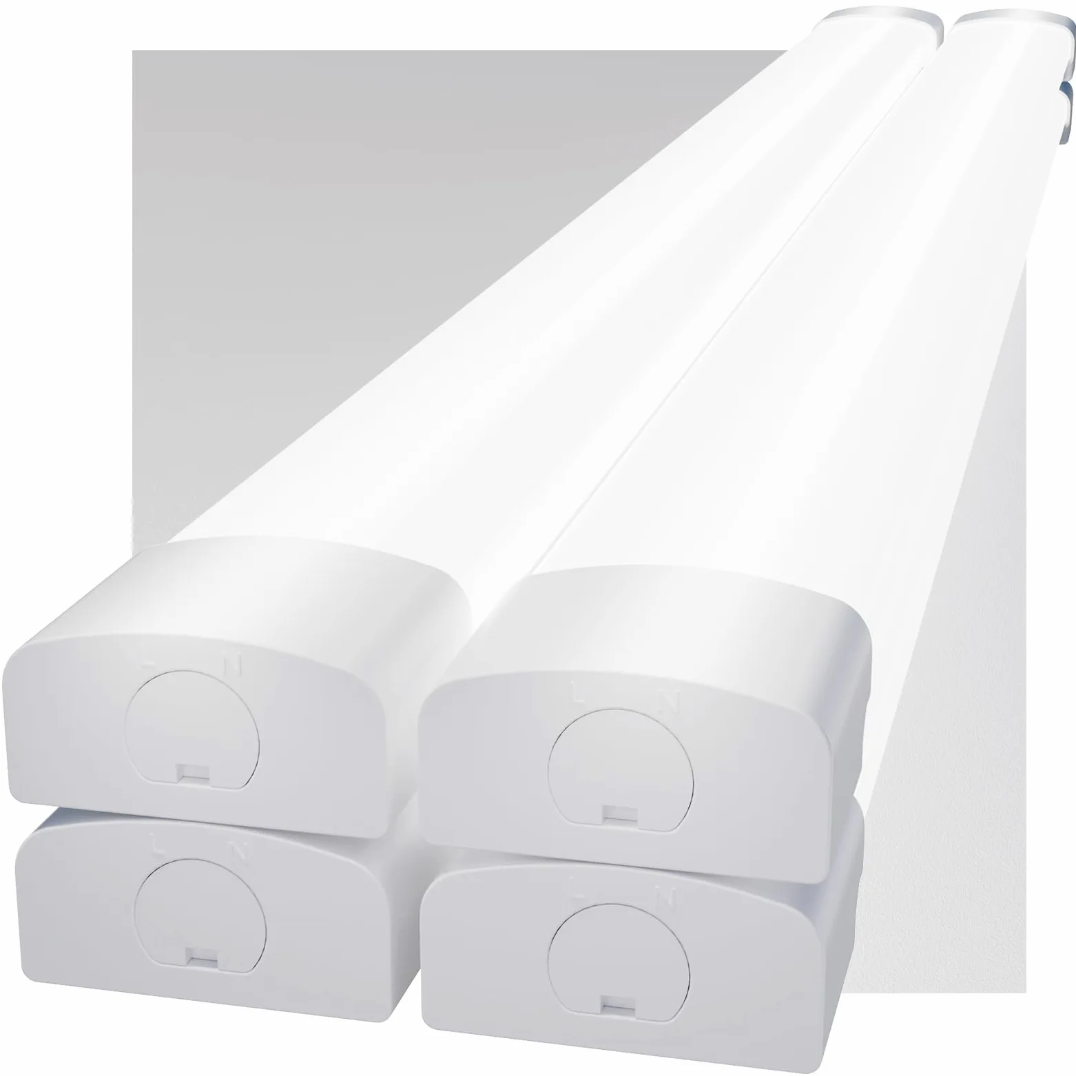 Modlicht Neon LED 120CM, 36W 3960lm Blanc Froid 5000K Tube CONNEXION EN SÉRIE SIMPLE, Reglette IP65 Imperméable Luminaire Plafonnier pour Atelier, Sous Sol, Bureau, Hobby, Grange (4 Packs)