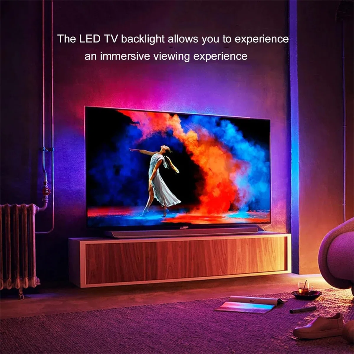 Bande Lumineuse LED Intelligente avec rétroéclairage et synchronisation des Couleurs pour téléviseurs, Compatible avec la Musique et Les Jeux (Taille : 79" à 99")
