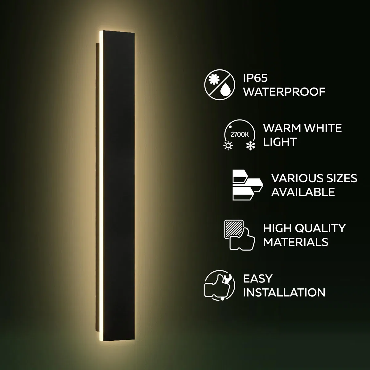 CALEX Montevia Bar Applique Murale, Éclairage Extérieur, Lumière Blanc Chaud, LED, Étanche, 60 cm, Noir, 4-Pack