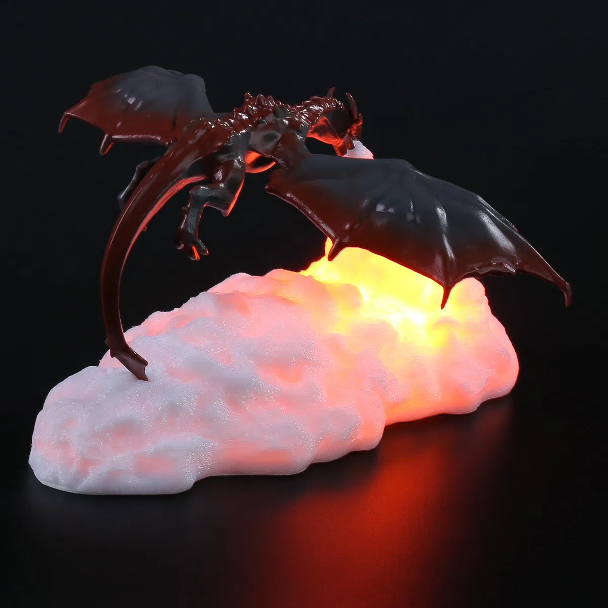 HGomx Lampe de nuit en forme de dragon de feu - Impression 3D - Lumière LED - Cadeau pour garçons et filles - Pour chambre d'enfant - Rechargeable par USB