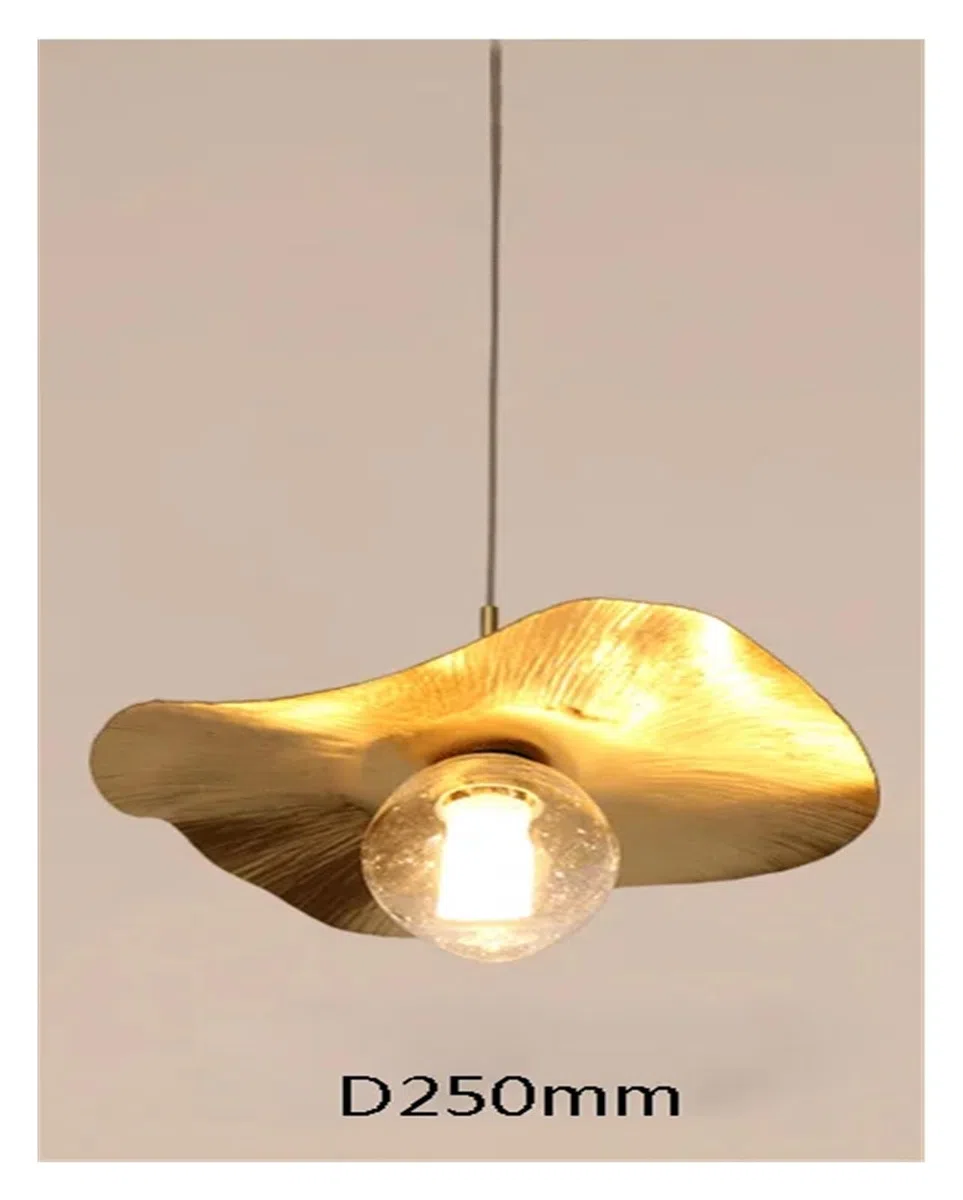 Suspension Nordique en Laiton cuivré, Lustre en Forme de Feuille de Lotus, pour Cuisine ou Salon, Couleur Or (D250mm H220mm)