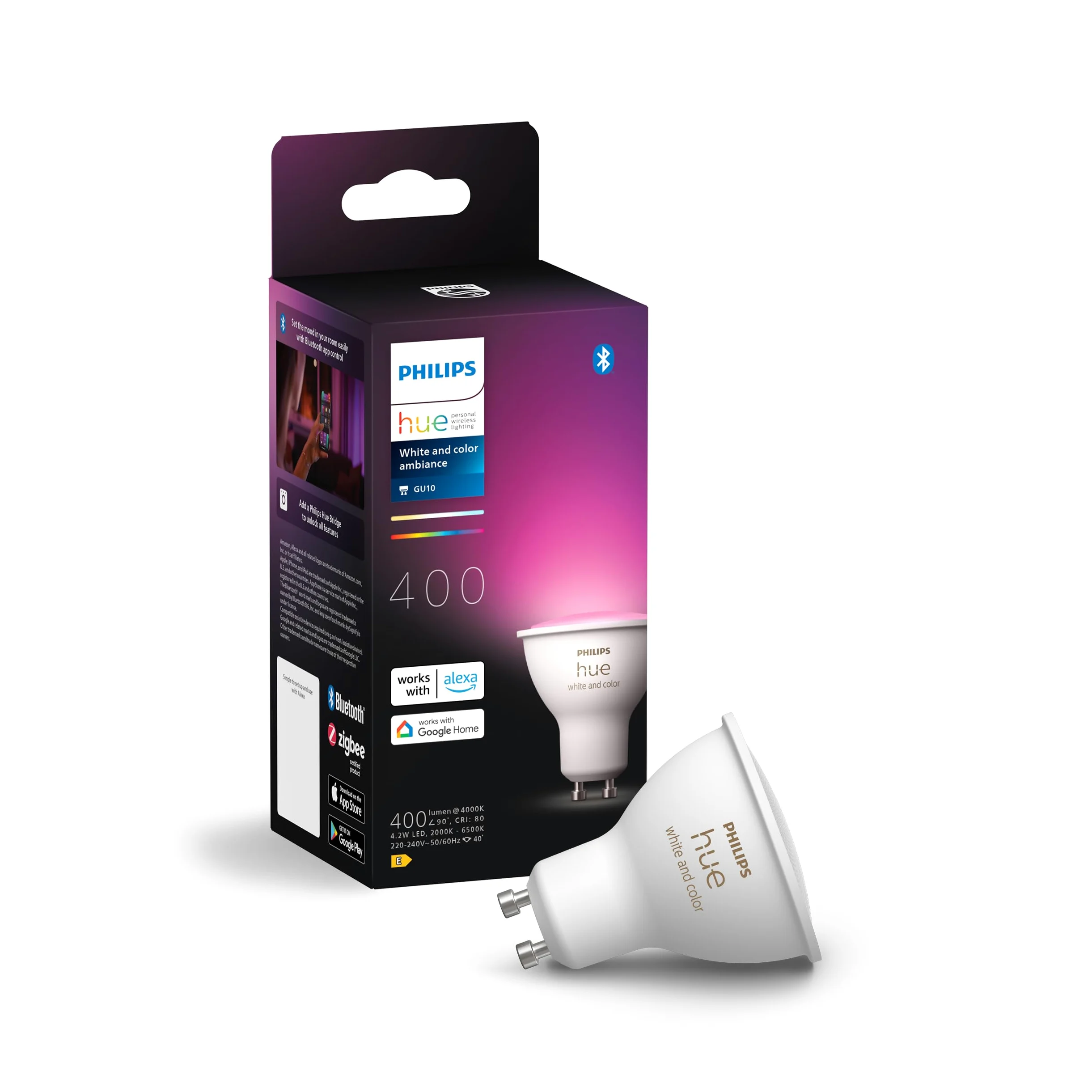 Philips Hue Pack de démarrage - White and Color Ambiance - GU10-4 Lampes - 1 pont