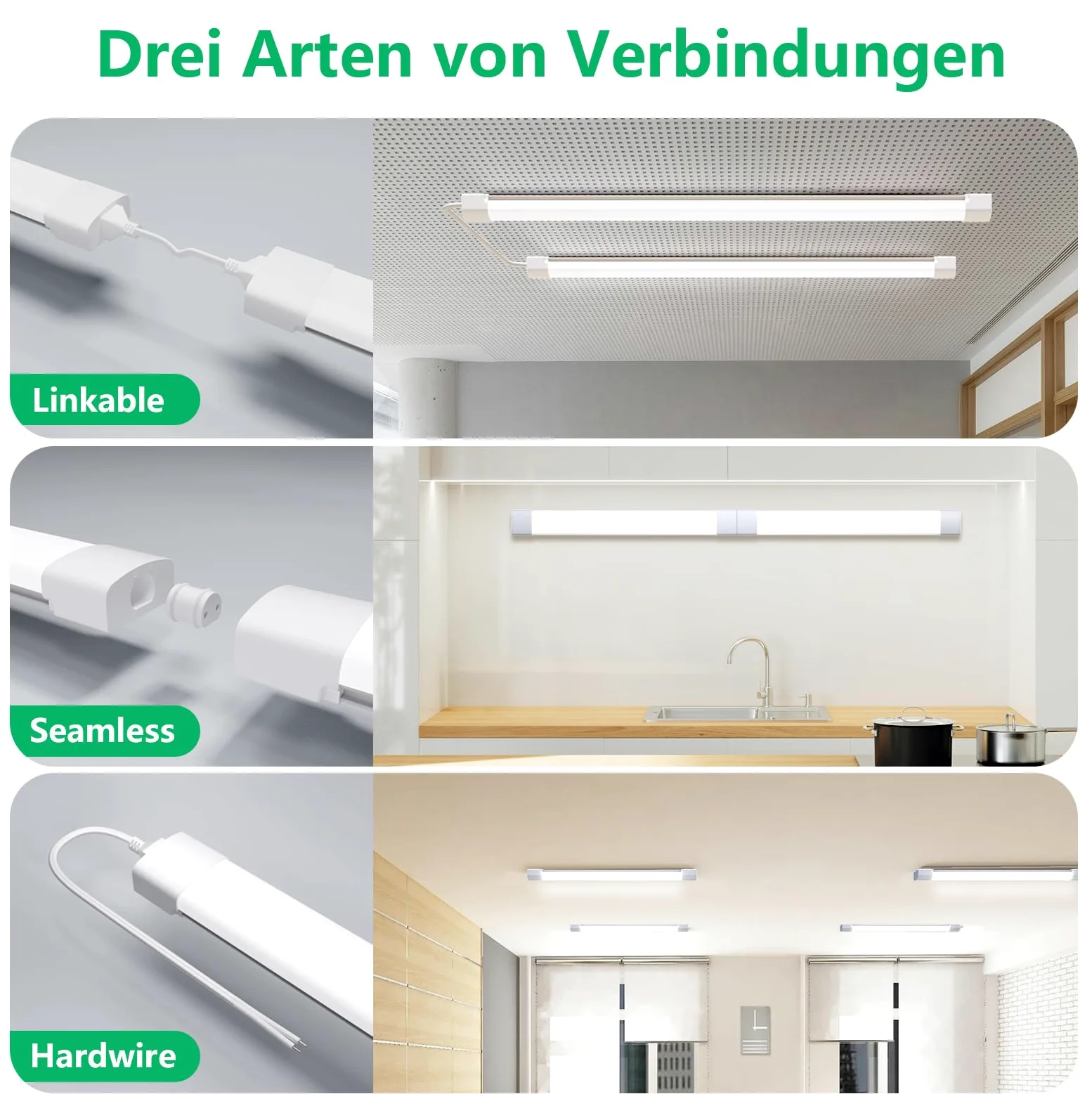 Modlicht Neon LED 120CM, 36W 3960lm Blanc Froid 5000K Tube CONNEXION EN SÉRIE SIMPLE, Reglette IP65 Imperméable Luminaire Plafonnier pour Atelier, Sous Sol, Bureau, Hobby, Grange (4 Packs)
