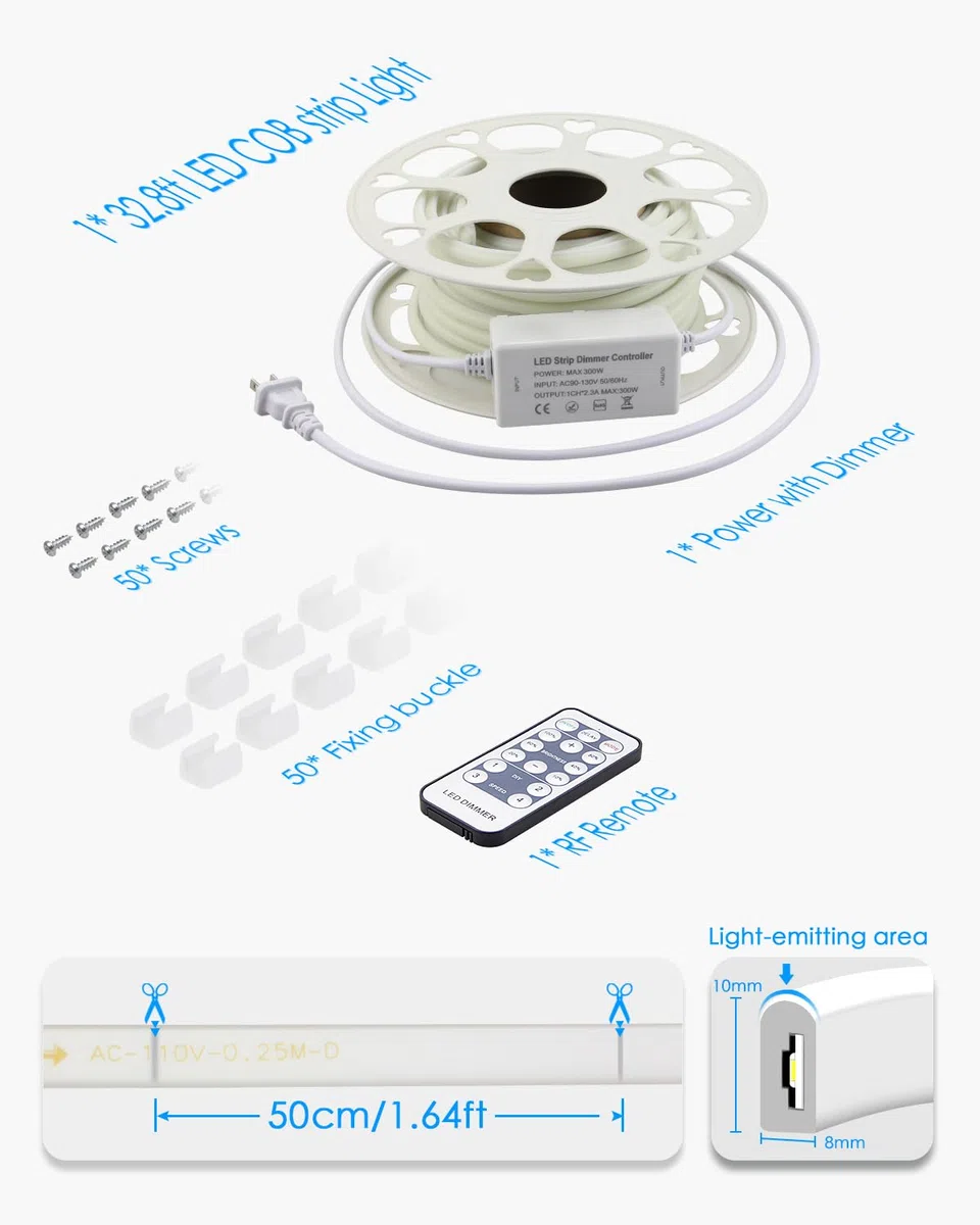 Guirlande lumineuse LED d'extérieur étanche 6 000 K blanc froid AC 110 V/120 V à intensité variable pour décoration commerciale