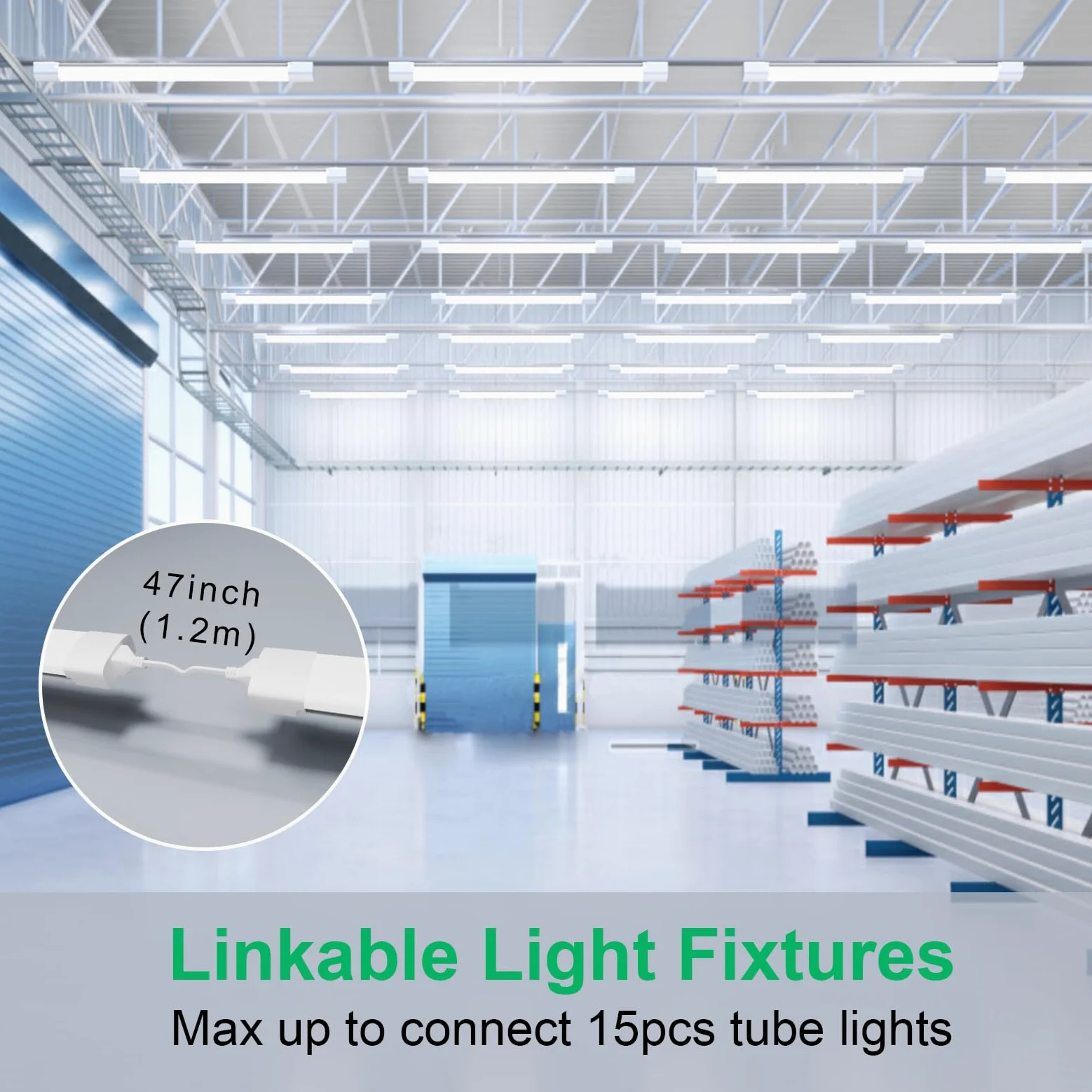 Modlicht Neon LED 120CM, 36W 3960lm Blanc Froid 5000K Tube CONNEXION EN SÉRIE SIMPLE, Reglette IP65 Imperméable Luminaire Plafonnier pour Atelier, Sous Sol, Bureau, Hobby, Grange (4 Packs)