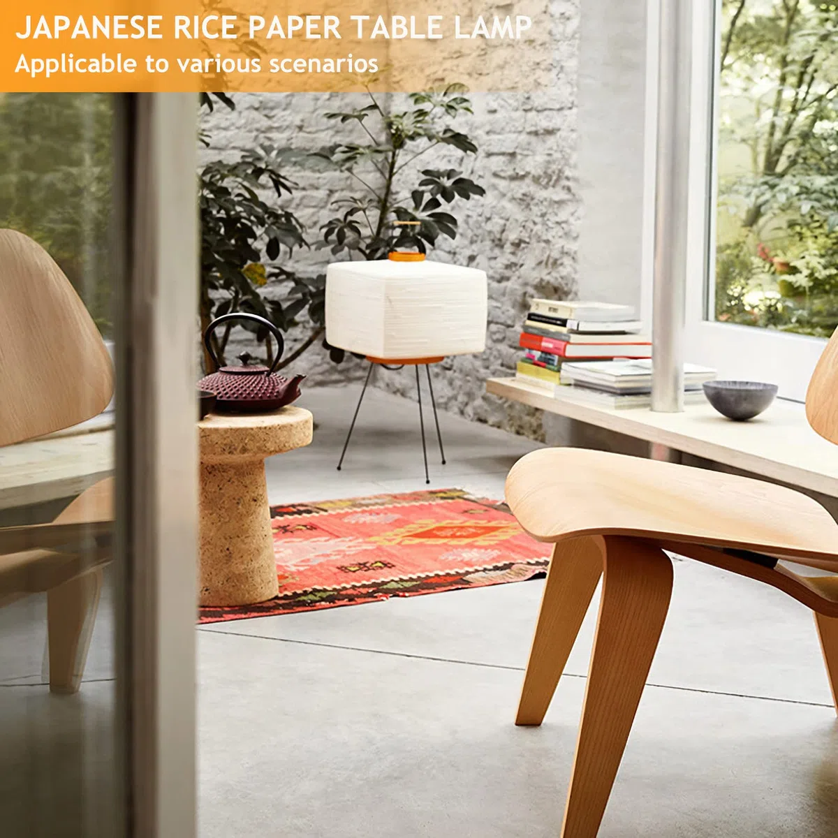 lampes Lampe de table en papier blanc Lanterne japonaise 47,2" Corps lampe avec chevet chromée bureau for chambre à coucher Salon Chambre d'enfant Dortoir Bureau Lumière douce environnementale lampe