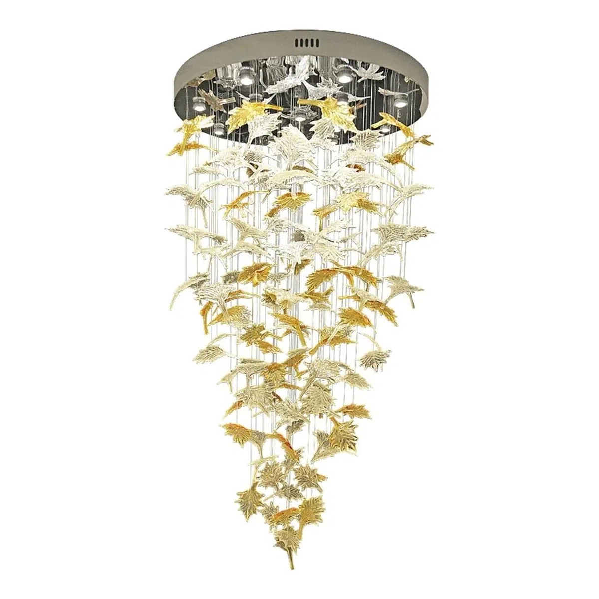 Générique Lustre moderne, Lustre en cristal de créateur d'art Grand lustre hall d'hôtel Décoration feuilles d'érable for l'éclairage salon villa à LED(Dia40xH120cm)