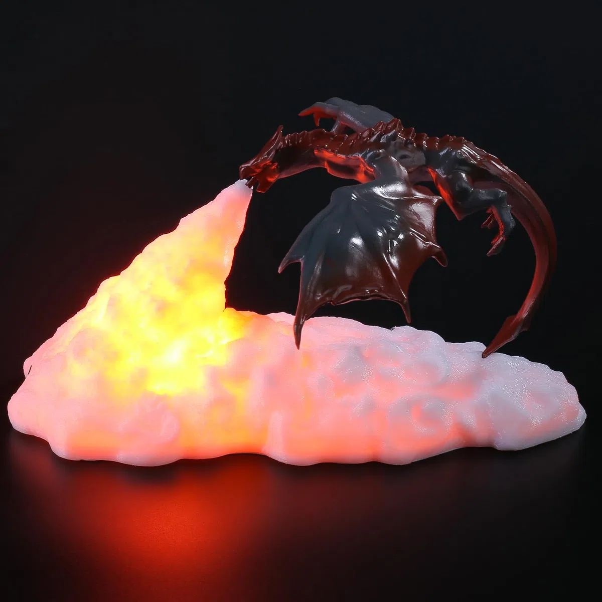 HGomx Lampe de nuit en forme de dragon de feu - Impression 3D - Lumière LED - Cadeau pour garçons et filles - Pour chambre d'enfant - Rechargeable par USB