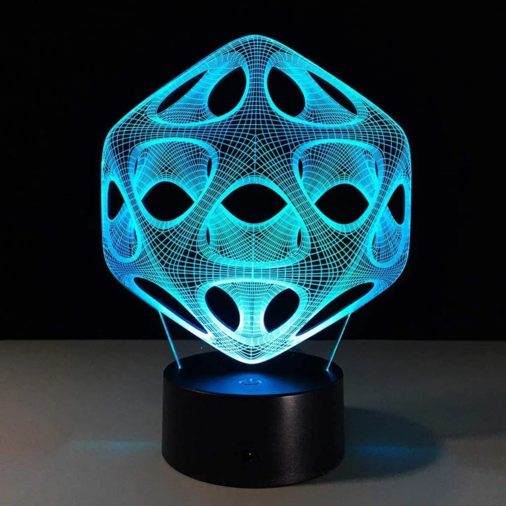Veilleuse visuelle 3D, 7 couleurs changeantes avec interrupteur tactile, lampe de table