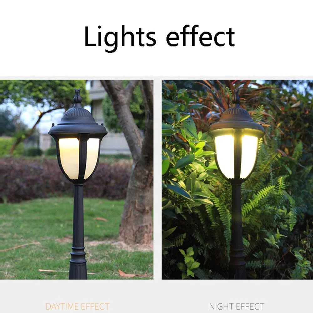 Lampadaire d'extérieur en verre noir - Hauteur : 77 cm - Étanche IP33 - En aluminium moulé sous pression - Pour jardin, communauté