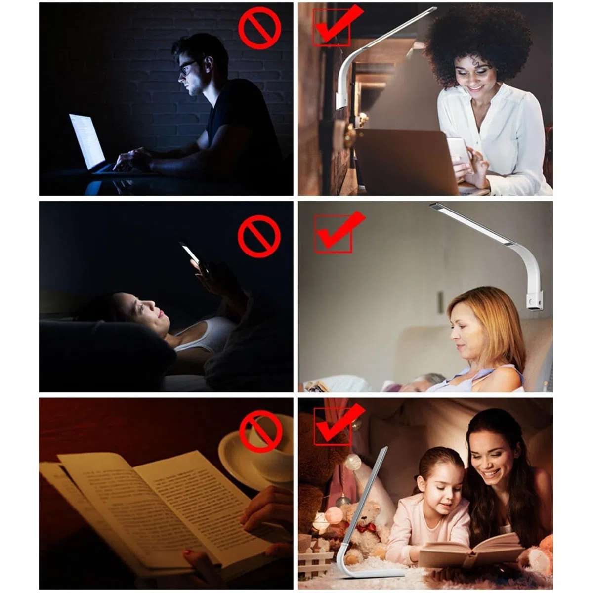 Lampe de bureau Lampe de bureau LED rechargeable, lampe de bureau à commande tactile en alliage d'aluminium, lampe de lecture à intensité variable, 3 modes de couleur, 6 niveaux de luminosité Lampe de
