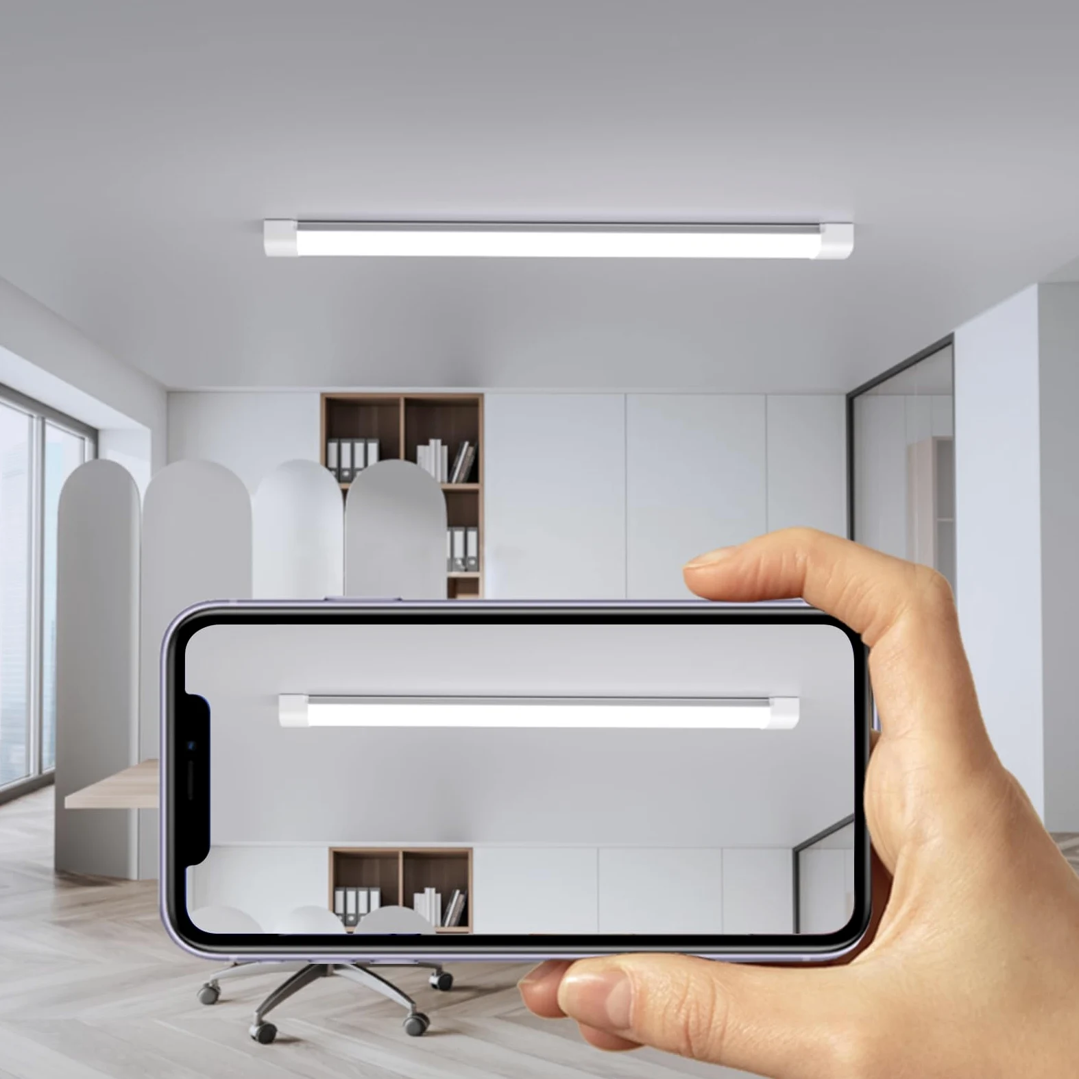 Modlicht Neon LED 120CM, 36W 3960lm Blanc Froid 5000K Tube CONNEXION EN SÉRIE SIMPLE, Reglette IP65 Imperméable Luminaire Plafonnier pour Atelier, Sous Sol, Bureau, Hobby, Grange (4 Packs)